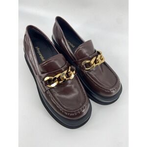 Jeffrey Campbell Loafers Womens 9 Burgundy Recess Chain‎ Platform Academia Lugg
